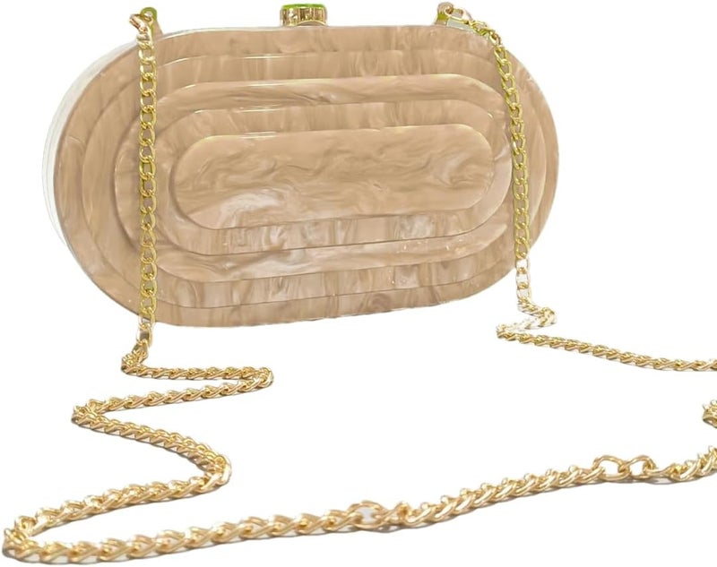 GSYPS Acrylic Evening Clutch Bag for Women Shell Shape Shoulder Crossbody Bag Glitter Marble Purse Handbag - Image 4